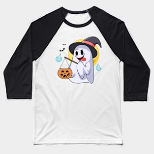 Halloween Ghost Jack Olantern Baseball T-Shirt